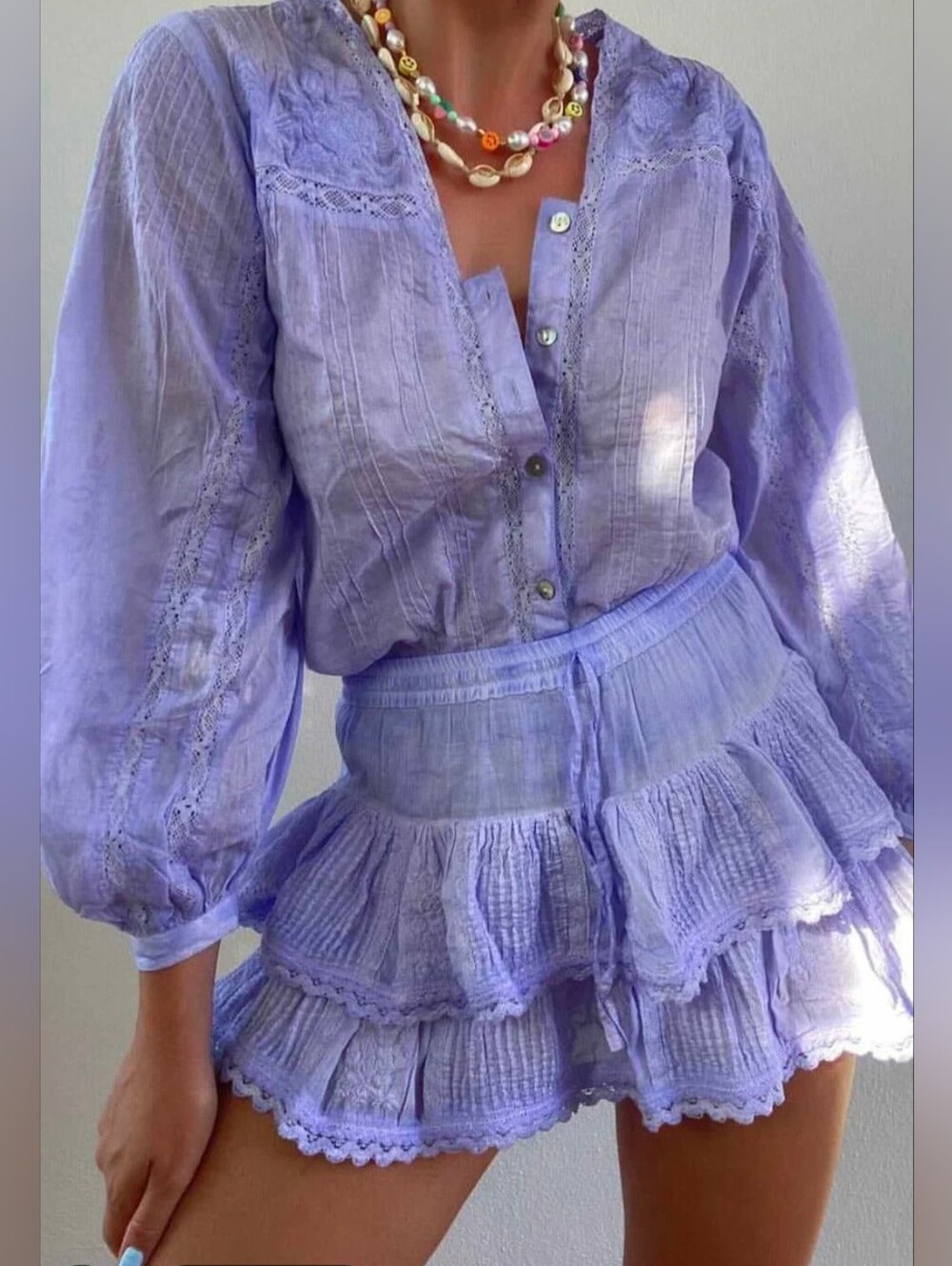 Muche Muchette 100% Cotton Lilac Ruffle Mini Skort 0/Small